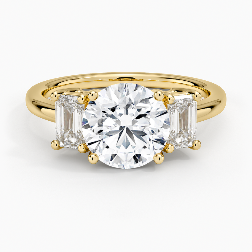 Luxe Rhiannon Three Stone Diamond Ring (3/4 ct. tw.) Yellow Gold 18k Round Engagement Ring