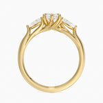 Luxe Delilah Three Stone Pear Diamond Ring Yellow Gold 18k Marquise Engagement Ring