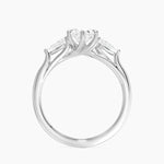 Luxe Delilah Three Stone Pear Diamond Ring Platinum Oval Engagement Ring