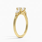 Luxe Delilah Three Stone Pear Diamond Ring Yellow Gold 18k Oval Engagement Ring