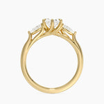 Luxe Delilah Three Stone Pear Diamond Ring Yellow Gold 18k Oval Engagement Ring