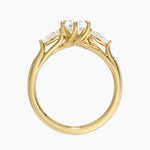 Luxe Delilah Three Stone Pear Diamond Ring Yellow Gold 18k Pear Engagement Ring
