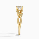 Budding Willow Three Stone Diamond Ring Yellow Gold 18k Asscher Engagement Ring
