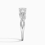 Budding Willow Three Stone Diamond Ring Platinum Cushion Engagement Ring