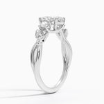 Budding Willow Three Stone Diamond Ring Platinum Oval Engagement Ring