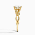 Budding Willow Three Stone Diamond Ring Yellow Gold 18k Radiant Engagement Ring