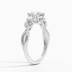 Budding Willow Three Stone Diamond Ring Platinum Round Engagement Ring