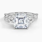 Budding Willow Three Stone Diamond Ring Platinum Asscher Engagement Ring