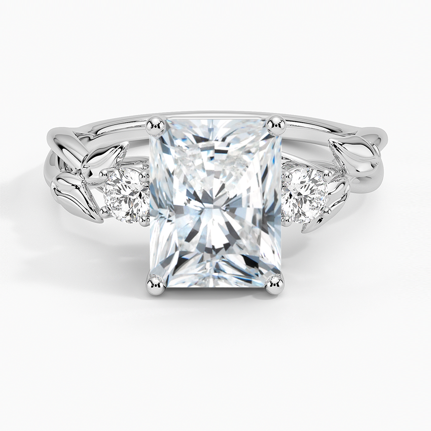 Budding Willow Three Stone Diamond Ring Platinum Radiant Engagement Ring
