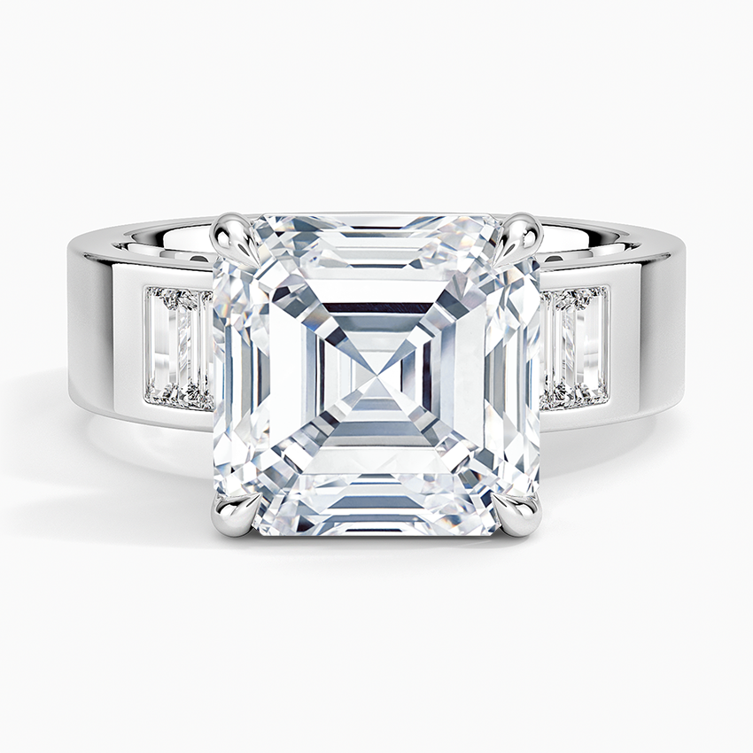 Peyton 5mm Channel-Set Diamond Ring Platinum Asscher Engagement Ring
