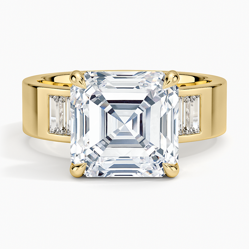 Peyton 5mm Channel-Set Diamond Ring Yellow Gold 18k Asscher Engagement Ring