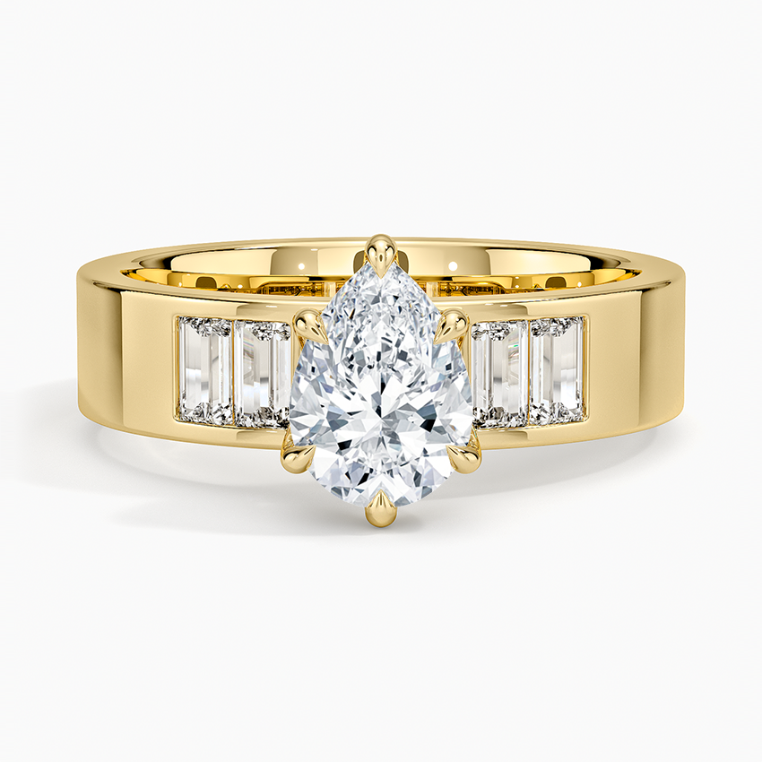 Peyton 5mm Channel-Set Diamond Ring Yellow Gold 18k Pear Engagement Ring