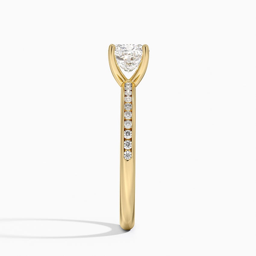 Tabitha Channel Set Diamond Ring Yellow Gold 18k Cushion Engagement Ring