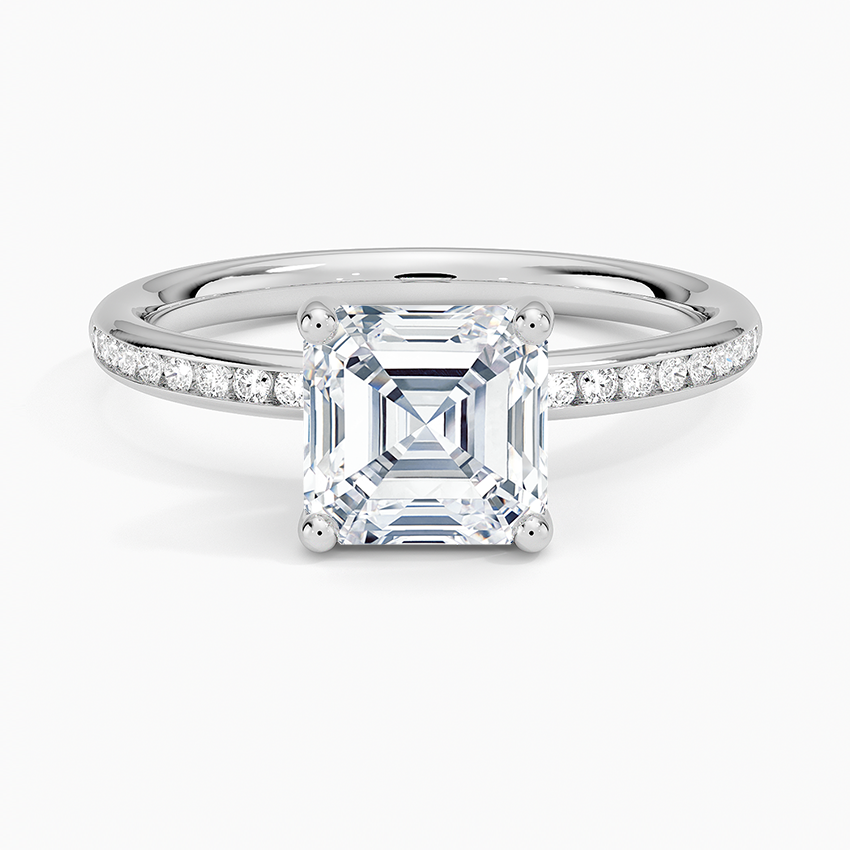 Tabitha Channel Set Diamond Ring Platinum Asscher Engagement Ring