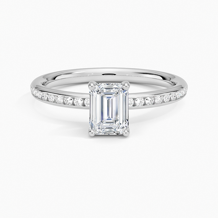 Tabitha Channel Set Diamond Ring Platinum Emerald Engagement Ring