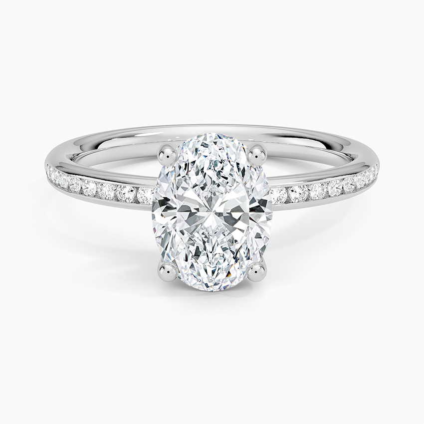 Tabitha Channel Set Diamond Ring Platinum Oval Engagement Ring