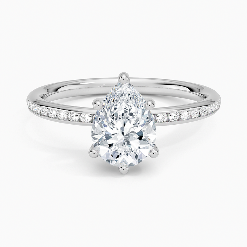 Tabitha Channel Set Diamond Ring Platinum Pear Engagement Ring