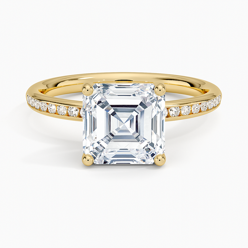 Tabitha Channel Set Diamond Ring Yellow Gold 18k Asscher Engagement Ring