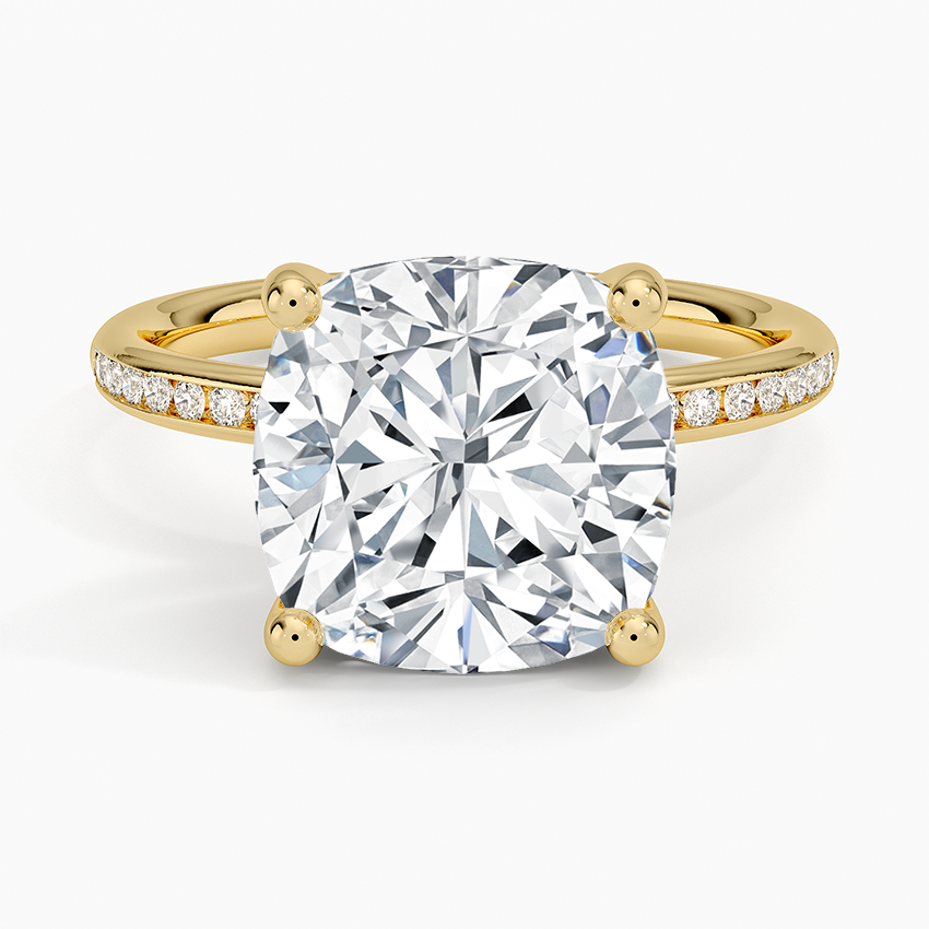 Tabitha Channel Set Diamond Ring Yellow Gold 18k Cushion Engagement Ring
