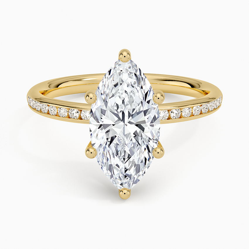 Tabitha Channel Set Diamond Ring Yellow Gold 18k Marquise Engagement Ring
