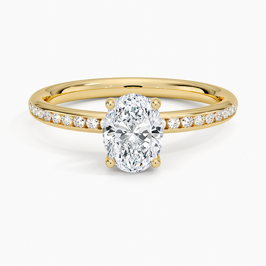 Tabitha Channel Set Diamond Ring Yellow Gold 18k Oval Engagement Ring