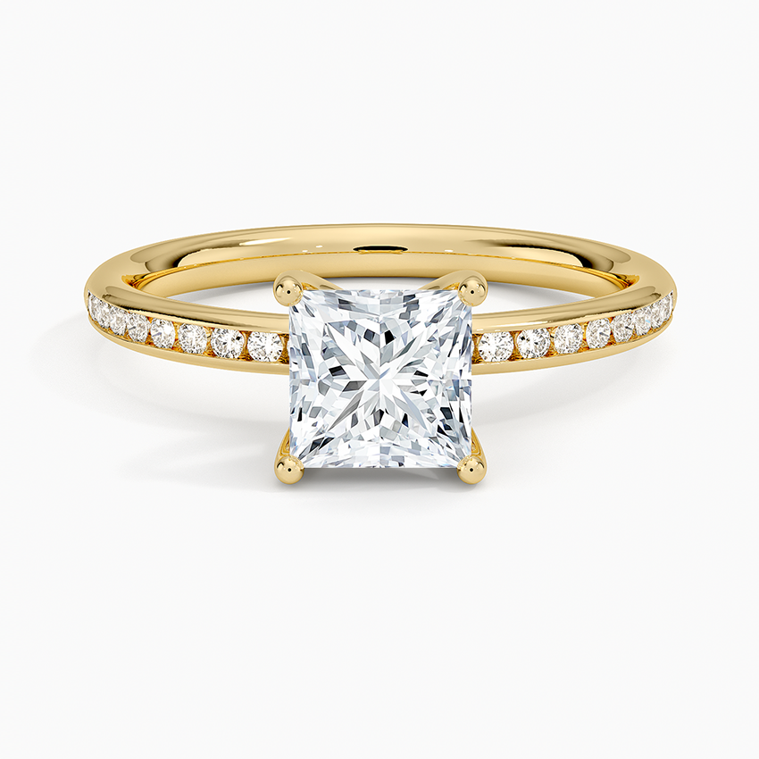 Tabitha Channel Set Diamond Ring Yellow Gold 18k Princess Engagement Ring