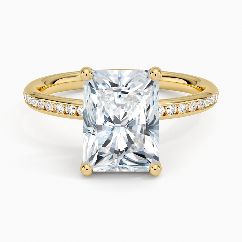 Tabitha Channel Set Diamond Ring Yellow Gold 18k Radiant Engagement Ring