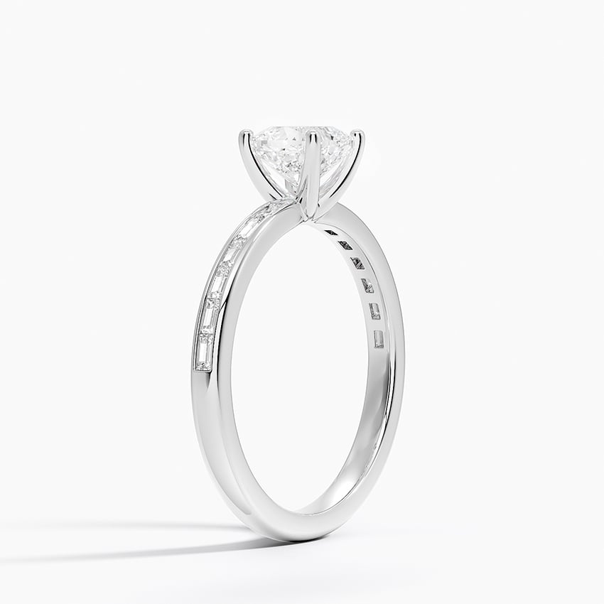 Tabitha Channel Set Baguette Diamond Ring Platinum Cushion Engagement Ring