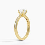 Tabitha Channel Set Baguette Diamond Ring Yellow Gold 18k Cushion Engagement Ring