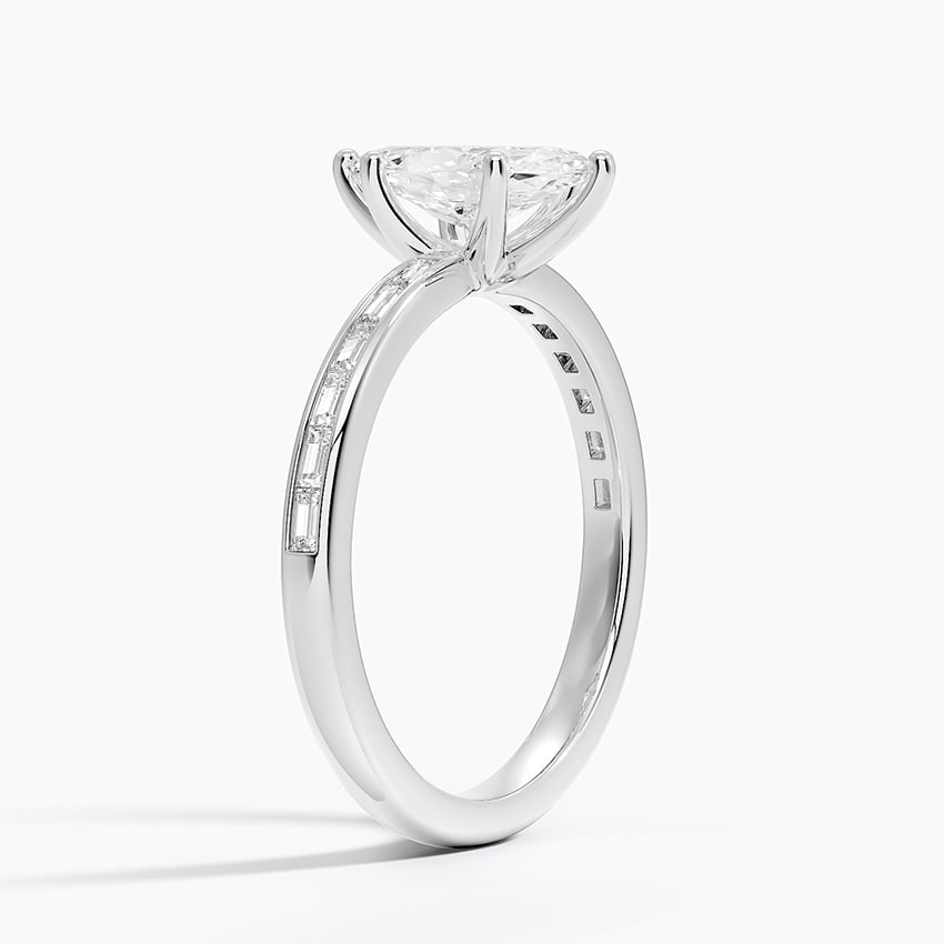 Tabitha Channel Set Baguette Diamond Ring Platinum Marquise Engagement Ring
