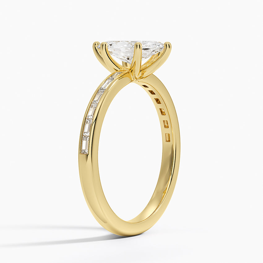 Tabitha Channel Set Baguette Diamond Ring Yellow Gold 18k Marquise Engagement Ring