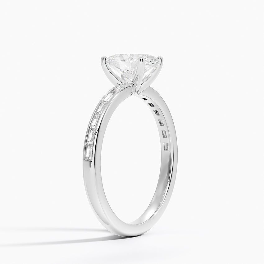 Tabitha Channel Set Baguette Diamond Ring Platinum Oval Engagement Ring