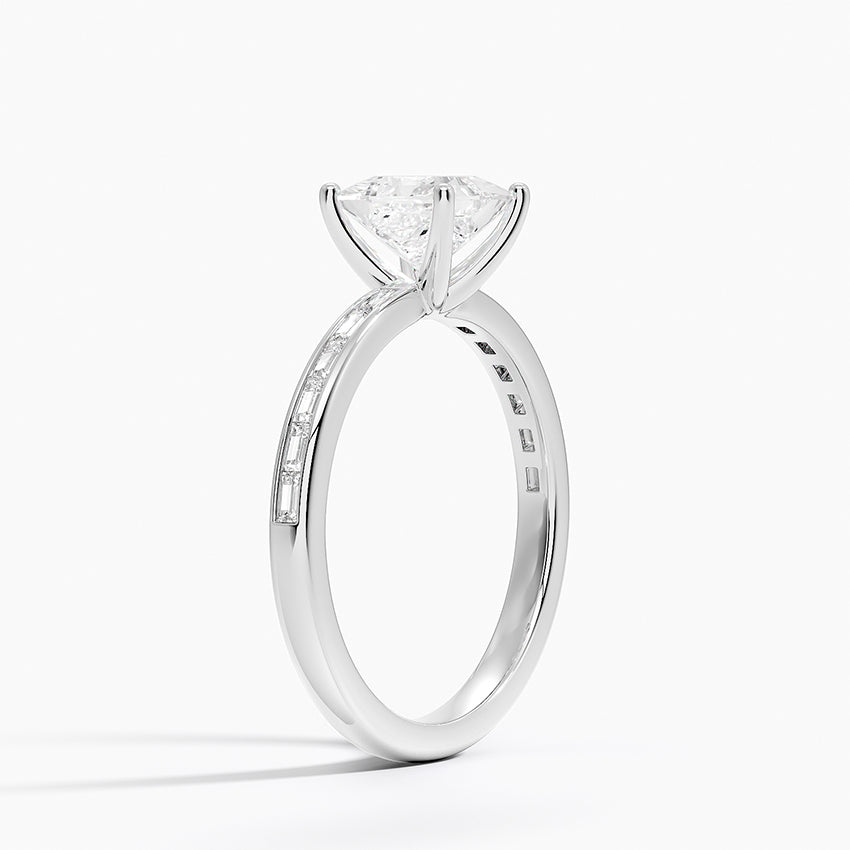 Tabitha Channel Set Baguette Diamond Ring Platinum Princess Engagement Ring