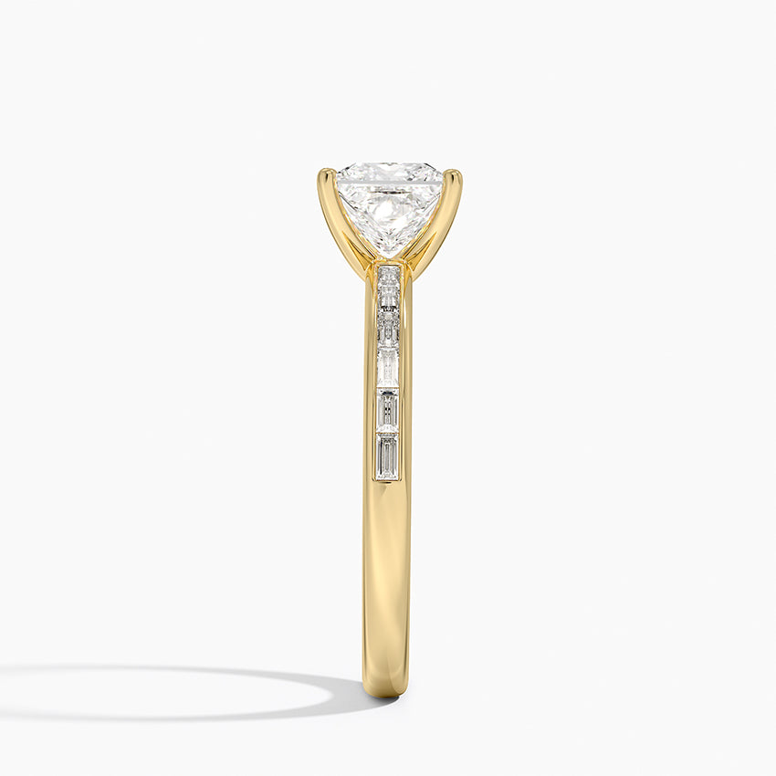 Tabitha Channel Set Baguette Diamond Ring Yellow Gold 18k Princess Engagement Ring