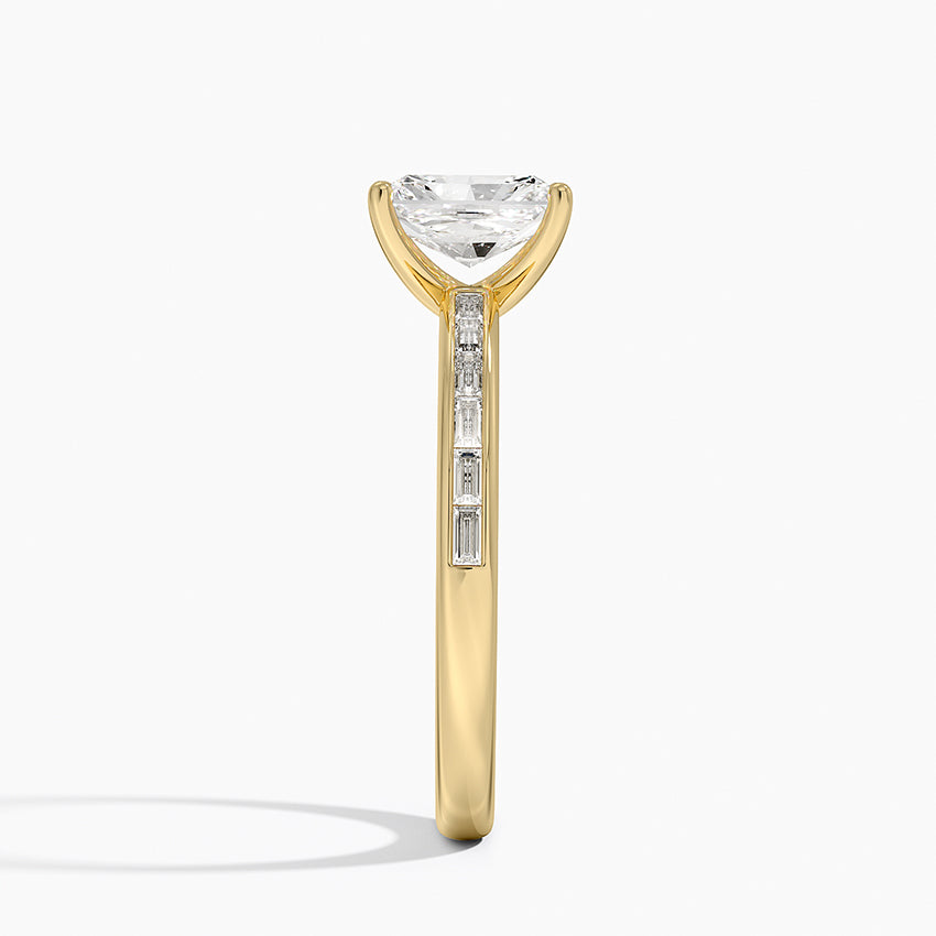 Tabitha Channel Set Baguette Diamond Ring Yellow Gold 18k Radiant Engagement Ring