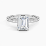 Tabitha Channel Set Baguette Diamond Ring Platinum Emerald Engagement Ring