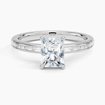Tabitha Channel Set Baguette Diamond Ring Platinum Radiant Engagement Ring