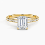 Tabitha Channel Set Baguette Diamond Ring Yellow Gold 18k Emerald Engagement Ring