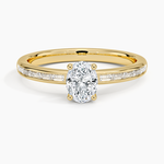 Tabitha Channel Set Baguette Diamond Ring Yellow Gold 18k Oval Engagement Ring