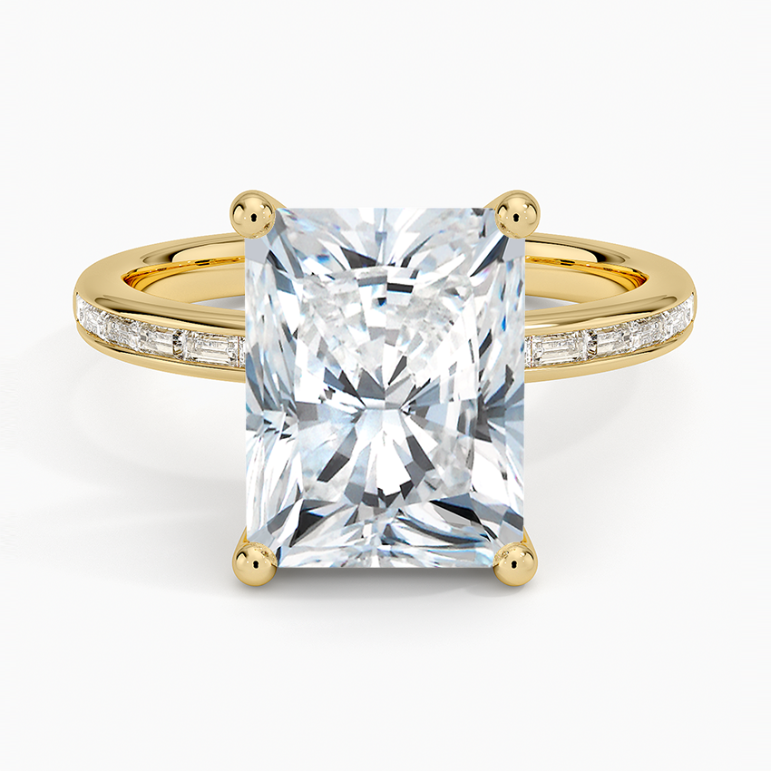 Tabitha Channel Set Baguette Diamond Ring Yellow Gold 18k Radiant Engagement Ring