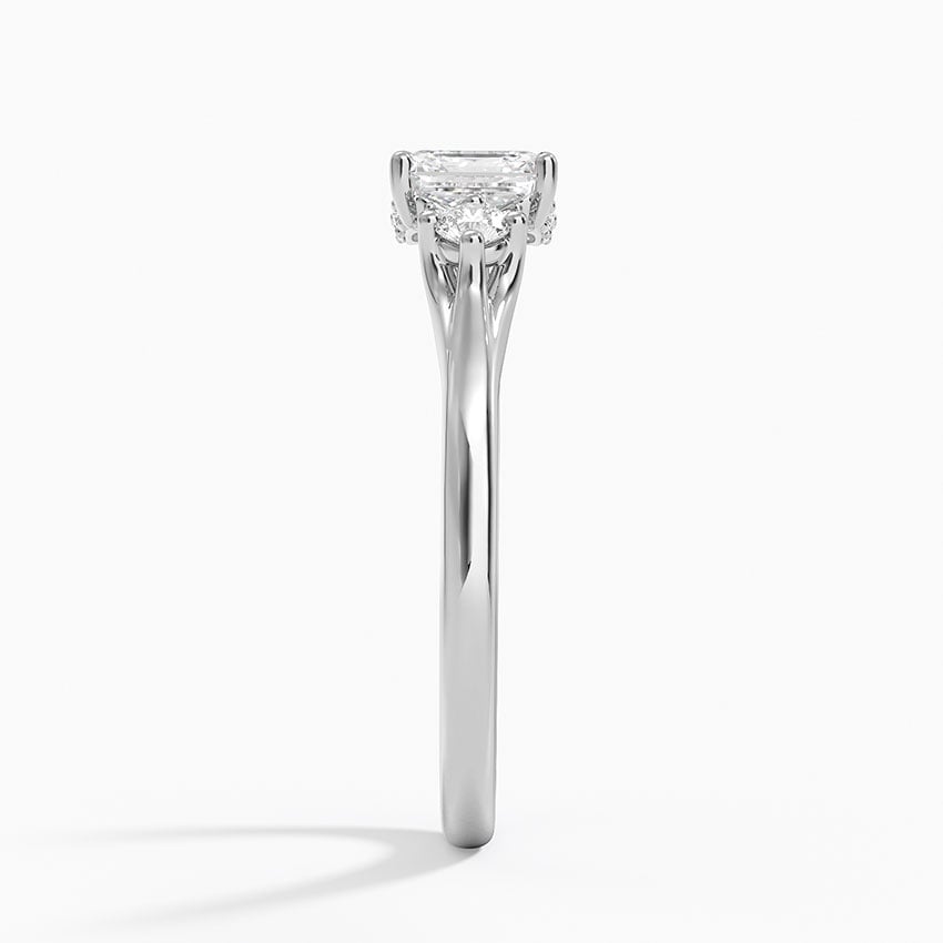 Floating Three Stone Diamond Ring Platinum Asscher Engagement Ring