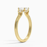 Floating Three Stone Diamond Ring Yellow Gold 18k Asscher Engagement Ring