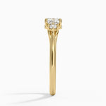 Floating Three Stone Diamond Ring Yellow Gold 18k Cushion Engagement Ring