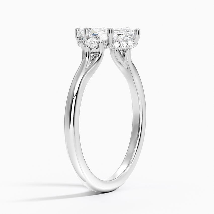 Floating Three Stone Diamond Ring Platinum Marquise Engagement Ring