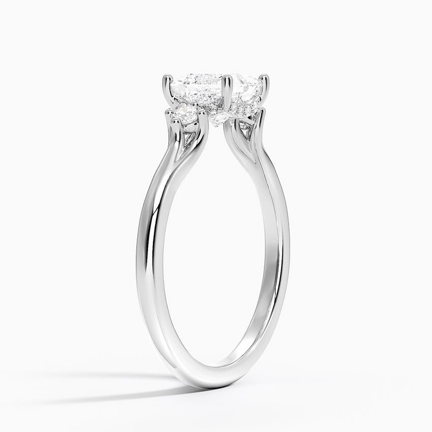 Floating Three Stone Diamond Ring Platinum Princess Engagement Ring