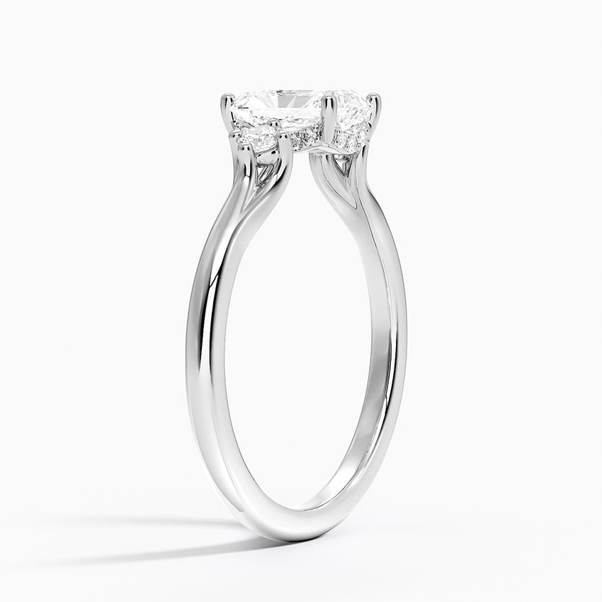 Floating Three Stone Diamond Ring Platinum Radiant Engagement Ring