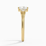 Floating Three Stone Diamond Ring Yellow Gold 18k Radiant Engagement Ring