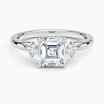 Floating Three Stone Diamond Ring Platinum Asscher Engagement Ring