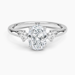 Floating Three Stone Diamond Ring Platinum Oval Engagement Ring