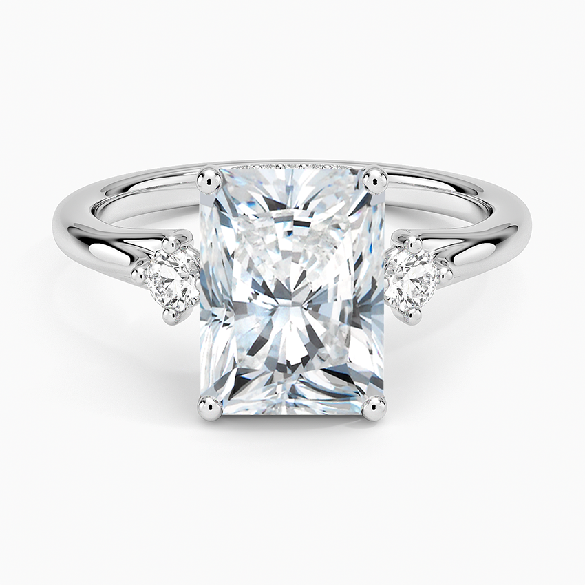 Floating Three Stone Diamond Ring Platinum Radiant Engagement Ring